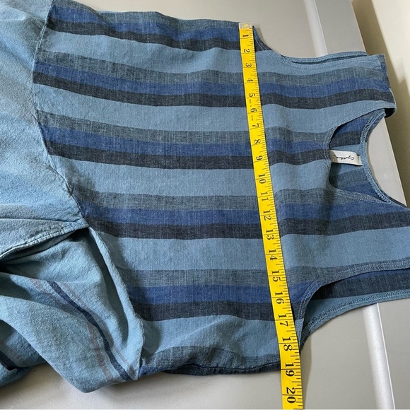 Cynthia Ashby Womens Small Twirl Dress Lagenlook Pocket Stripe Asymmetrical Blue - Picture 8 of 11